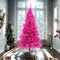 7 ft Pink Canadian Pine Christmas Tree with Hinged Branches and Metal Stand